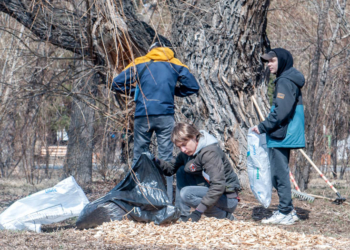 На Зелёном острове омичи устроили соревнования по уборке мусора (ФОТО)